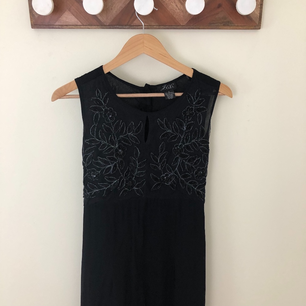 Vintage Black Beaded Long Dress Sz S